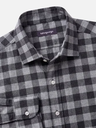 Camisa de franela a cuadros gris