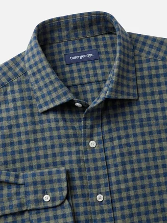 Camisa de franela a cuadros verde caqui