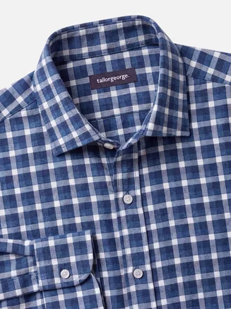 Camisa de franela a cuadros azul marino