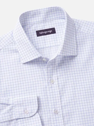 Camisa de sarga a cuadros azul cielo de fácil planchado