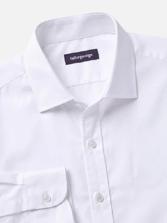 Camisa de sarga blanca lisa de fácil planchado