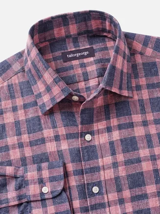 Camisa de lino a cuadros roja