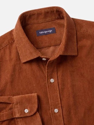 Camisa de pana lisa de color naranja