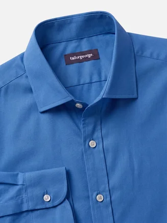 Camisa de gabardina gruesa azul lisa