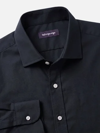 Camisa Oxford negra lisa