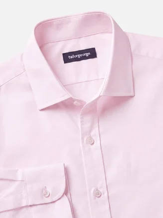 Camisa lisa de popelina rosa pálido
