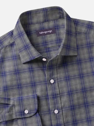 Camisa de sarga a cuadros verde caqui
