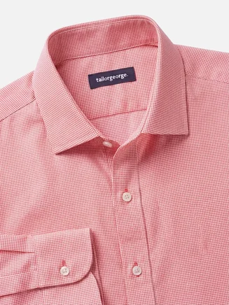 Camisa de sarga a cuadros rojos brillantes de fácil planchado