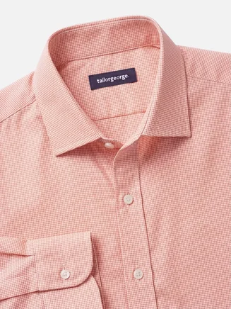 Camisa de sarga a cuadros naranja de fácil planchado