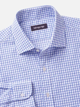 Camisa de sarga a cuadros azul cielo