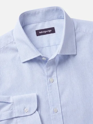 Camisa de popelina de rayas azul cielo de fácil planchado
