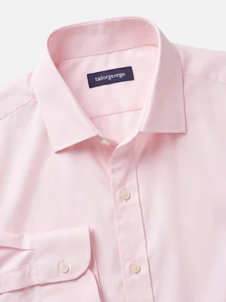 Camisa de popelina lisa rosa pálido de fácil planchado