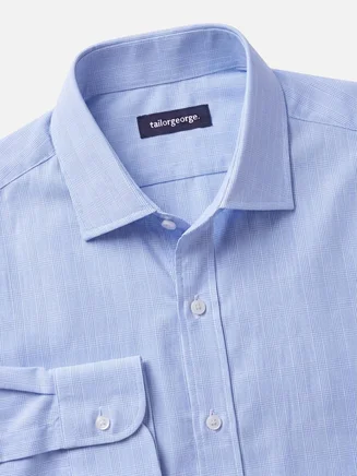 Camisa de popelina a cuadros azul cielo de fácil planchado