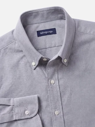 Camisa Oxford americana de peso pesado gris lisa