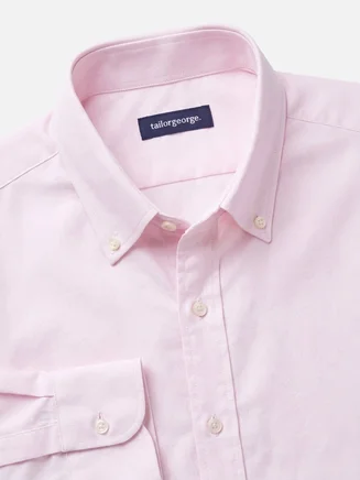 Camisa Oxford americana lisa de color rosa pálido y peso pesado