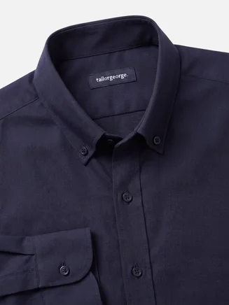 Camisa Oxford americana de peso pesado lisa azul marino