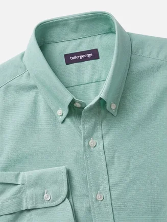 Camisa Oxford americana de peso pesado, color verde liso