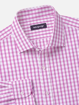 Camisa de popelina de cuadros rosas