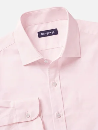 Camisa de popelina lisa rosa pálido de fácil planchado