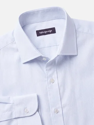 Camisa de popelina de rayas azul cielo de fácil planchado