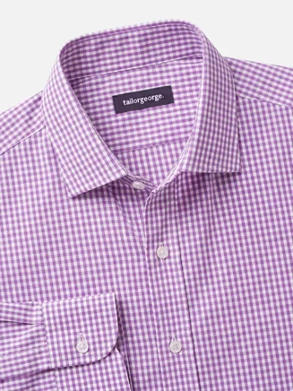 Camisa de popelina a cuadros morada