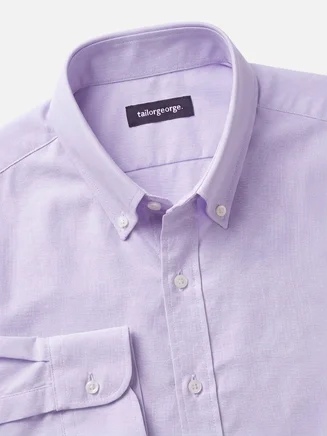 Camisa Oxford americana lisa de color morado y peso pesado