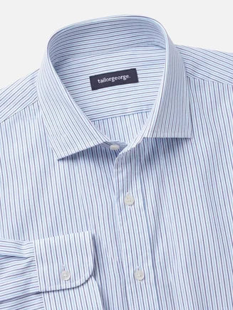 Camisa de popelina de rayas azul cielo
