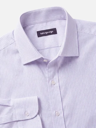 Camisa de popelina de rayas moradas