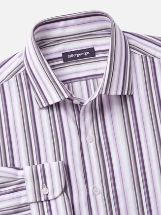 Camisa de popelina de rayas moradas