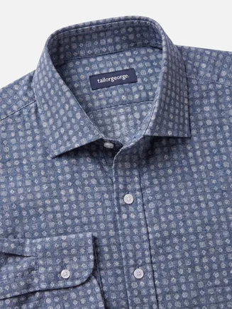 Camisa de franela ligera azul índigo con estampado
