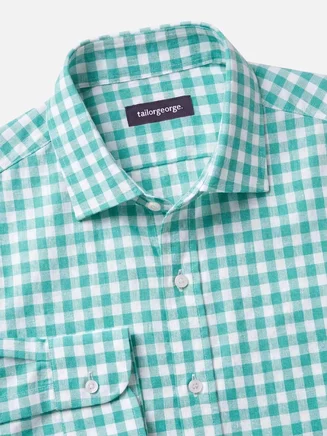 Camisa de lino a cuadros verdes