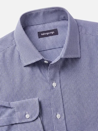 Camisa de sarga a cuadros azul marino