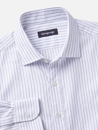 Camisa de sarga de rayas azules y blancas