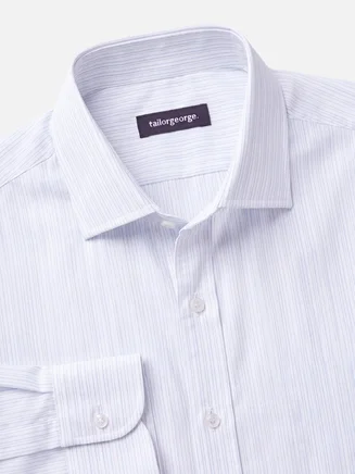 Camisa de popelina de rayas finas azul cielo