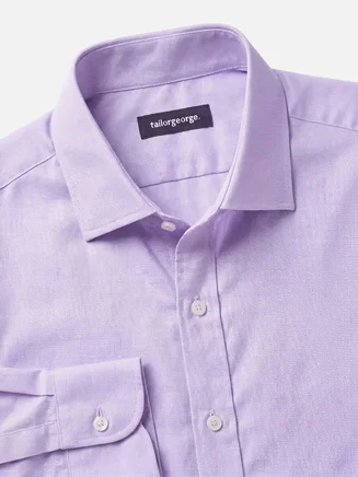 Camisa Oxford color malva real de fácil planchado