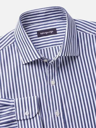 Camisa de popelina de rayas azules