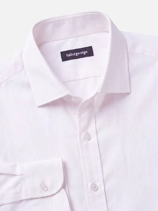 Camisa de popelina a rayas rosa pálido de fácil planchado