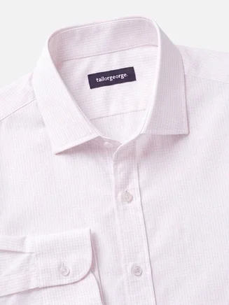 Camisa de popelina a cuadros rosa pálido de fácil planchado