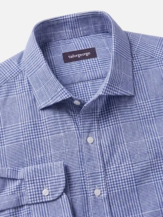 Camisa de lino a cuadros azules