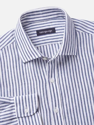 Camisa de lino de rayas azules