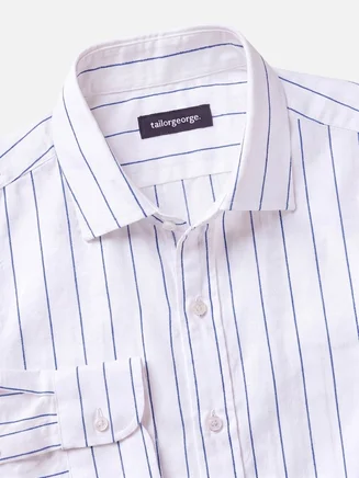 Camisa de lino de rayas azules