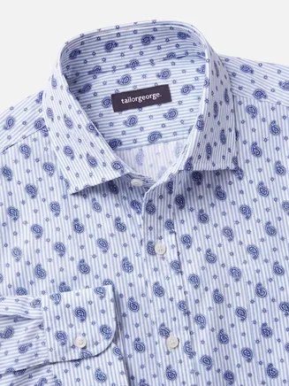 Camisa de popelina estampada azul