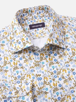 Camisa de popelina estampada amarilla