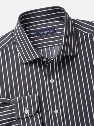 Camisa de popelina de rayas gris antracita