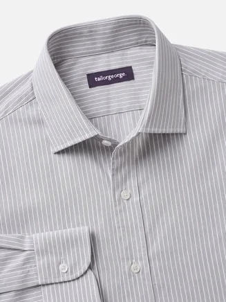 Camisa de popelina de rayas gris claro