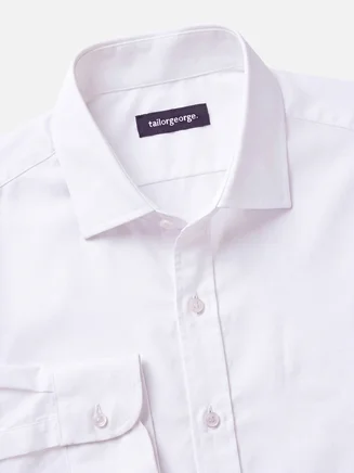 Camisa de popelina elástica blanca lisa