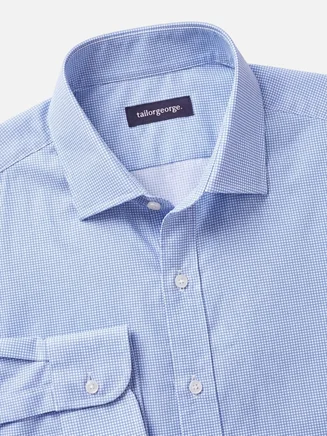 Camisa de popelina elástica estampada azul