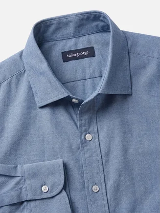 Camisa de cambray azul índigo