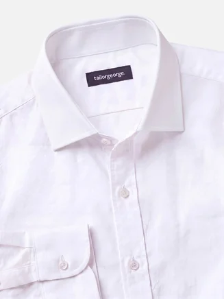 Camisa de popelina gruesa blanca lisa