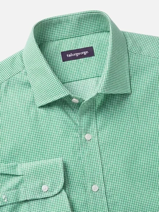 Camisa de sarga a cuadros verdes de fácil planchado